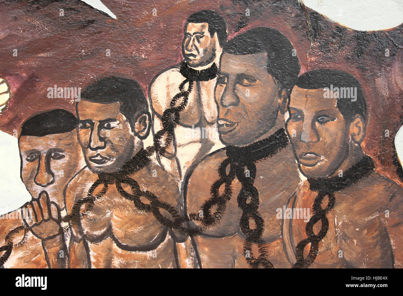 Ein Wandbild Darstellung Sklaven Assin Manso, Ghana Stockfoto