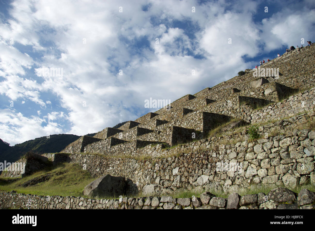 die Terrassen des Machu Pichu Stockfoto