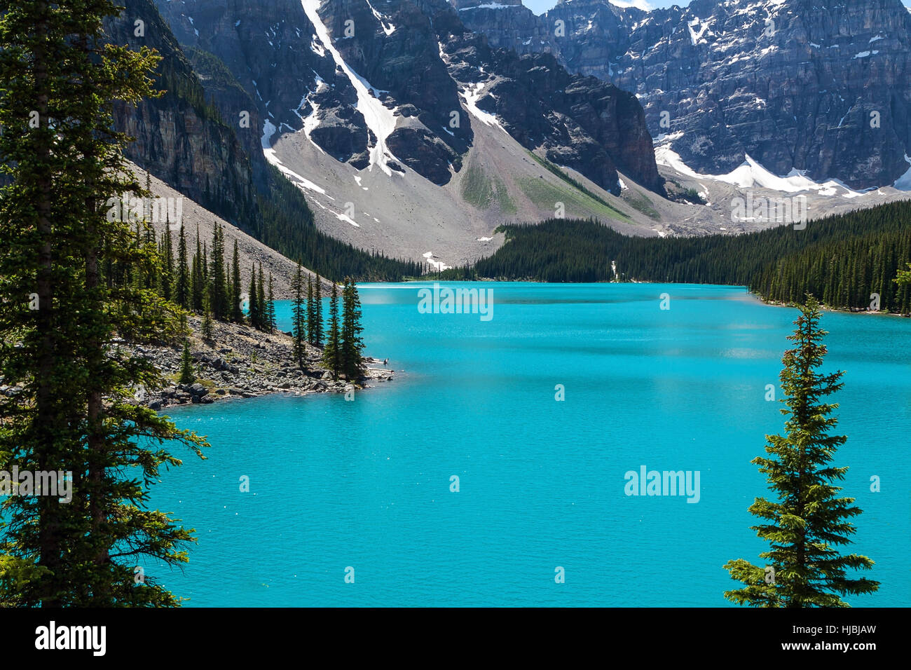Moraine Lake in Alberta, Kanada Stockfoto