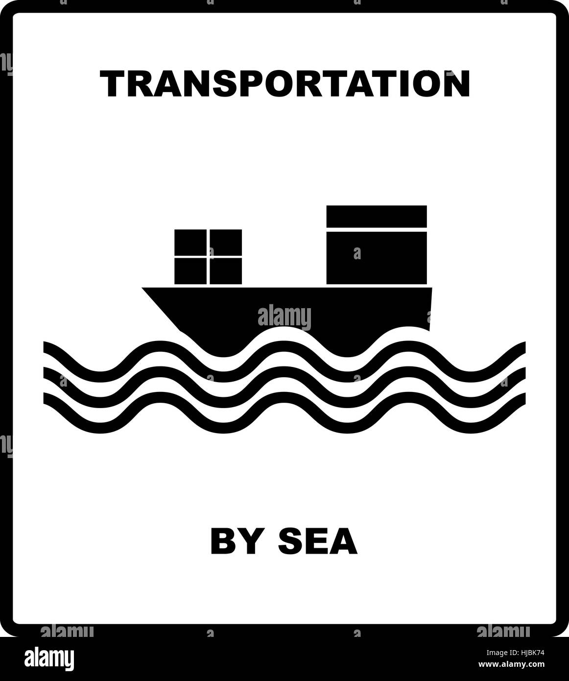 Passagier- und Transport von Meer, Eisenbahnen, Flugzeuge, LKW-Vektor-Illustration. Cargo Versand Banner für die Box. Vektor-Illustration. Schwarz Stock Vektor