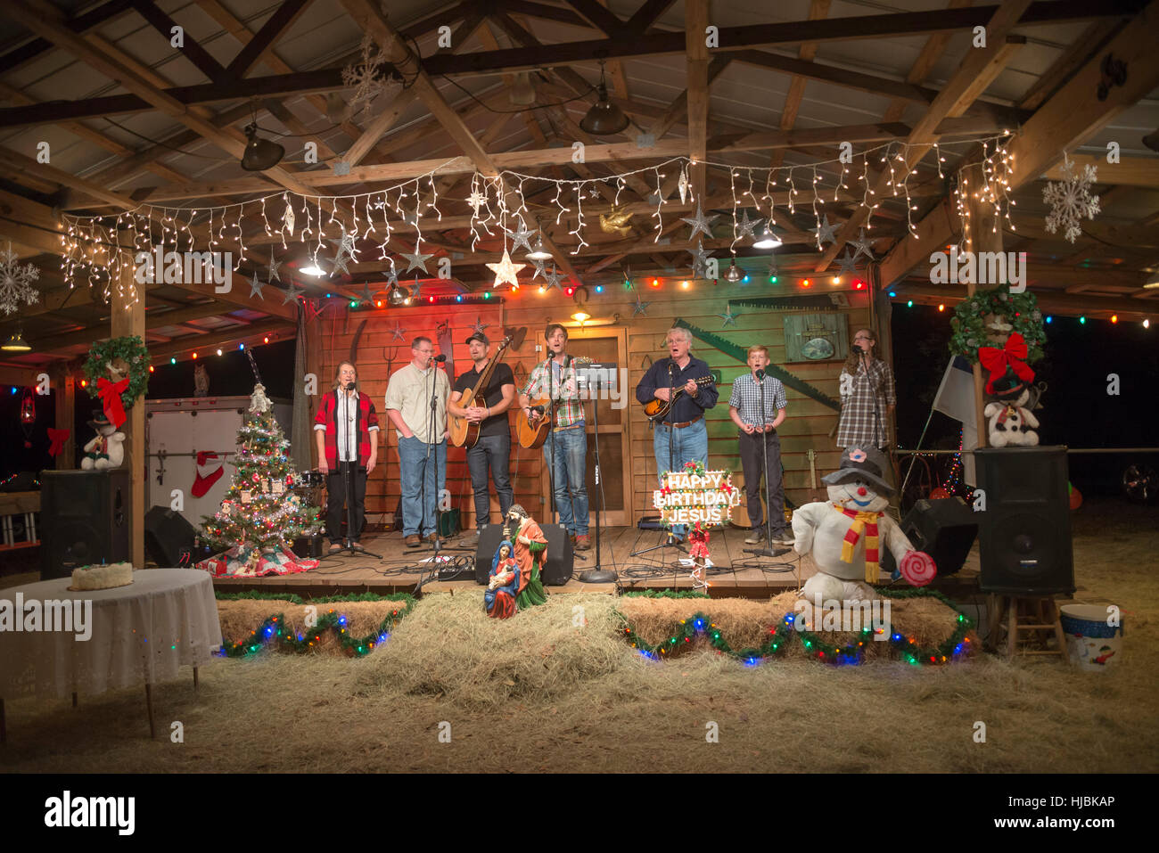Weihnachtsfeier im ländlichen Gebiet von Nord-Zentral-Florida. Stockfoto