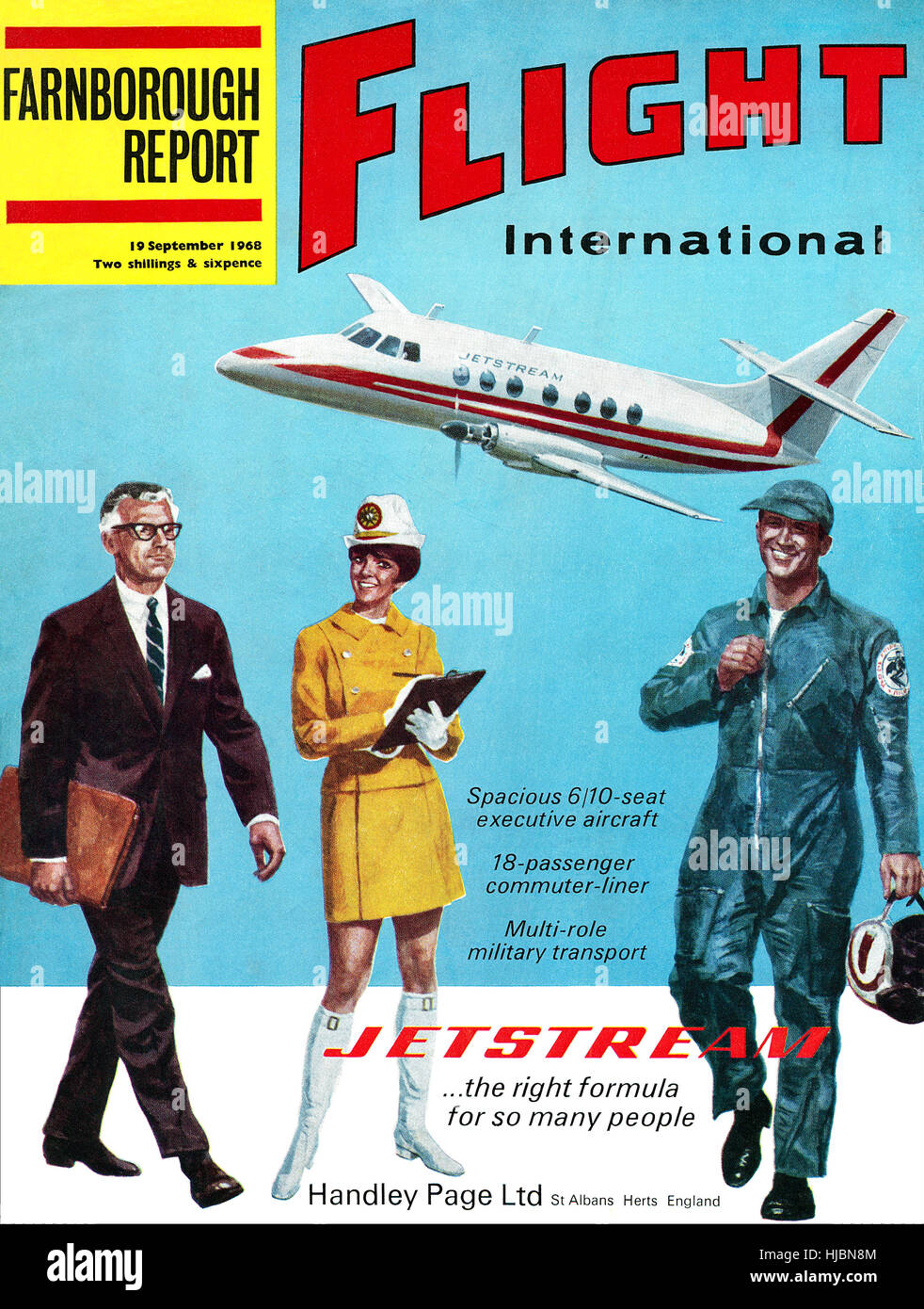Vordere Abdeckung des Flight International Magazin für 19. September 1968, mit Werbung für die Handley Page Jetstream-Flugzeuge Stockfoto