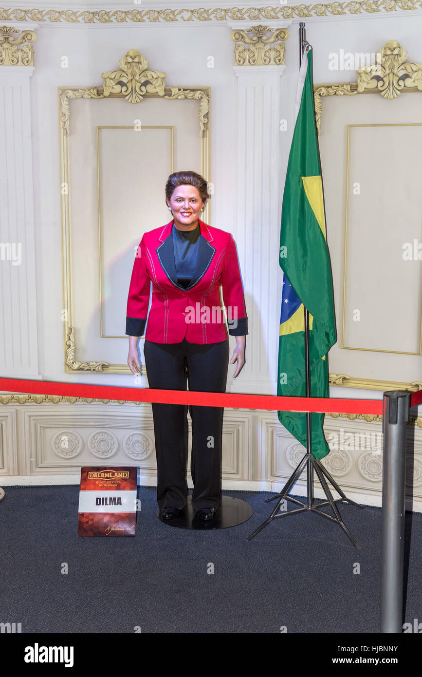 Foz do Iguazu, Brasilien - 10. Juli 2016: Dilma Roussef Wachsfigur im Wachsfigurenkabinett in Foz do Iguaçu, Brasilien Stockfoto