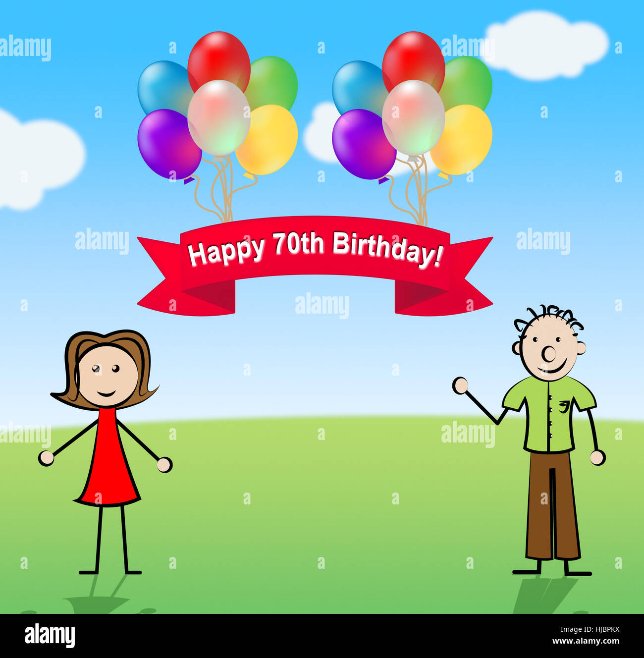 70. Geburtstag Feier Party Luftballons 3d Illustration Stockfoto