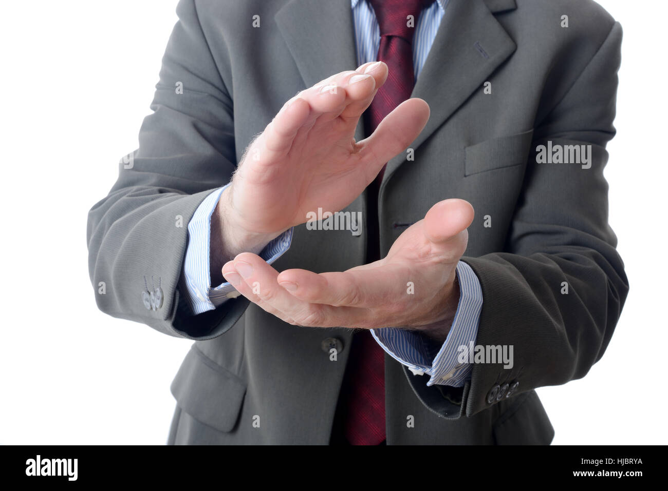 Geschäftsmann klatschte auf isolierte Hintergrund Stockfoto