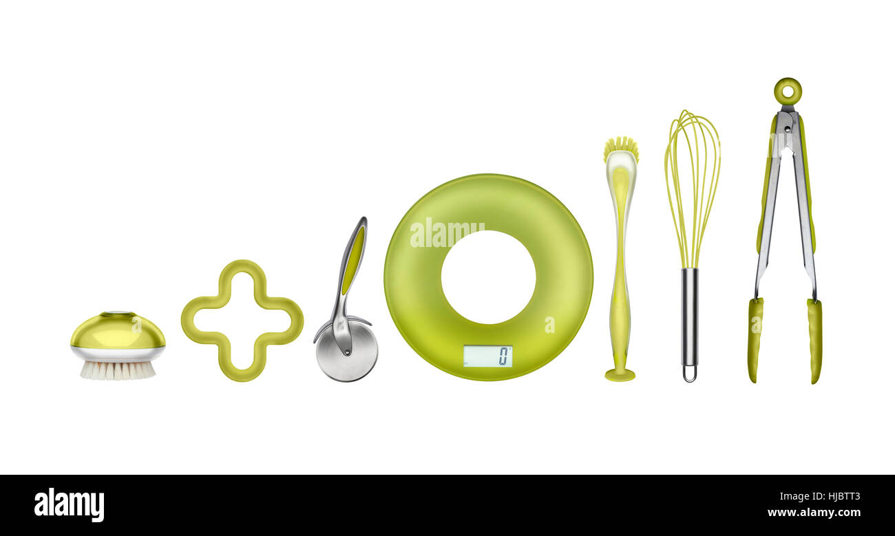 Küche Geschirr grün Muster Grafiklayout Stockfoto