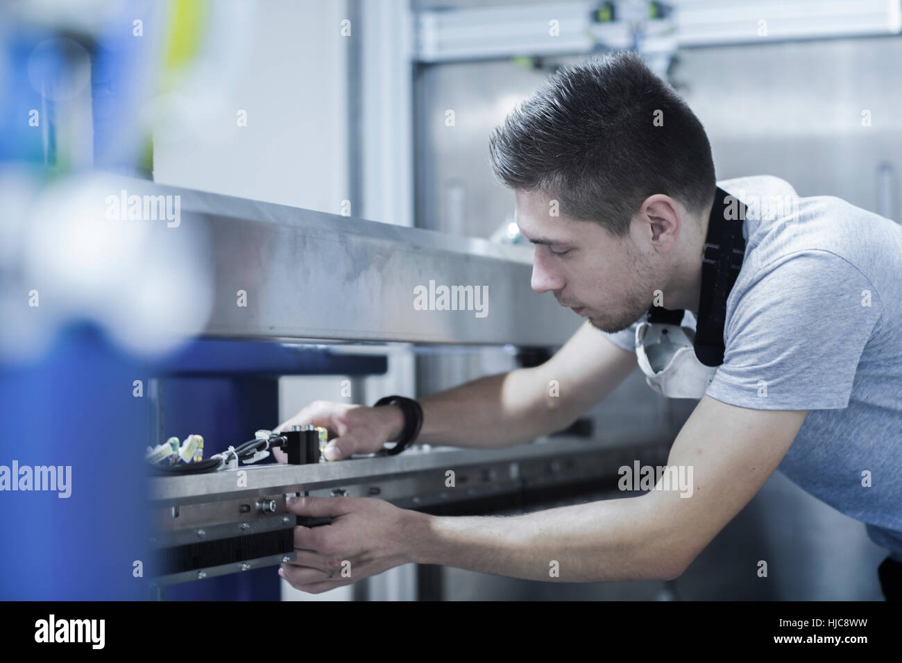 Ingenieur in der Maschinenfabrik Stockfoto