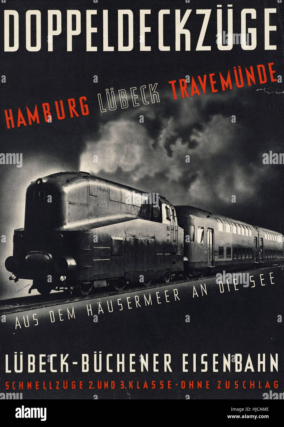 Doppeldeckzuge - Vintage Reise Poster der 1920er Jahre der 1940er-Jahre Stockfoto