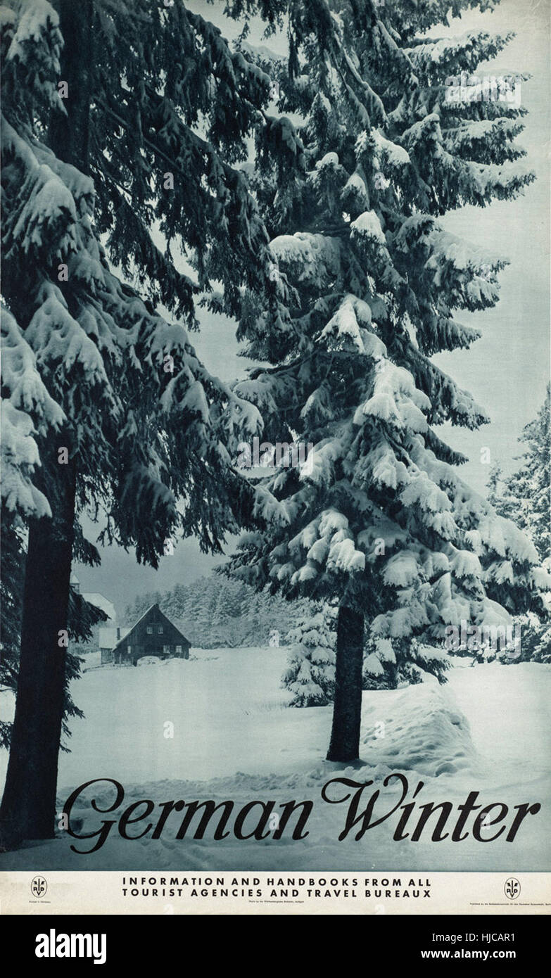 Winter in Deutschland - Vintage Reise Poster der 1920er Jahre der 1940er-Jahre Stockfoto