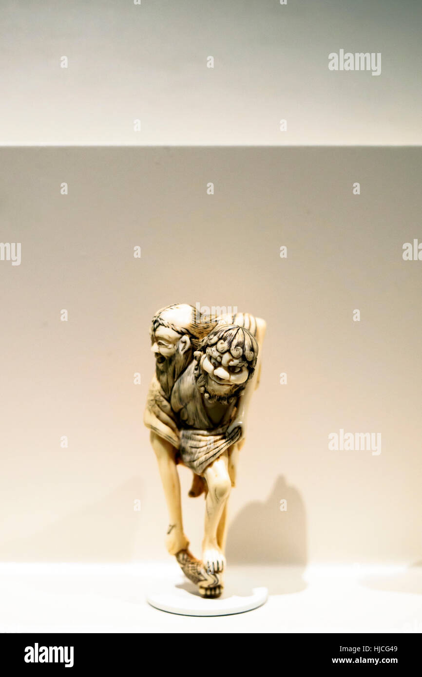 Ashinaga (lange Beine) und Tenaga (lange Arme) Netsuge Figur - Stockfoto