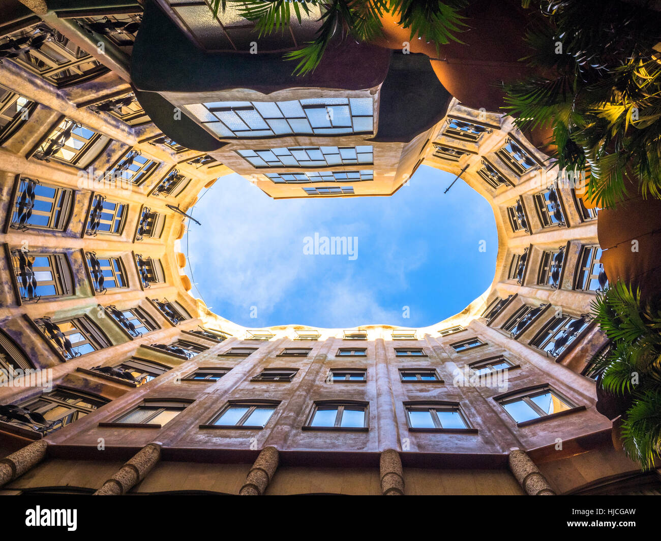 Casa Milá bekannt als La Pedrera - Barcelona, Spanien. Stockfoto