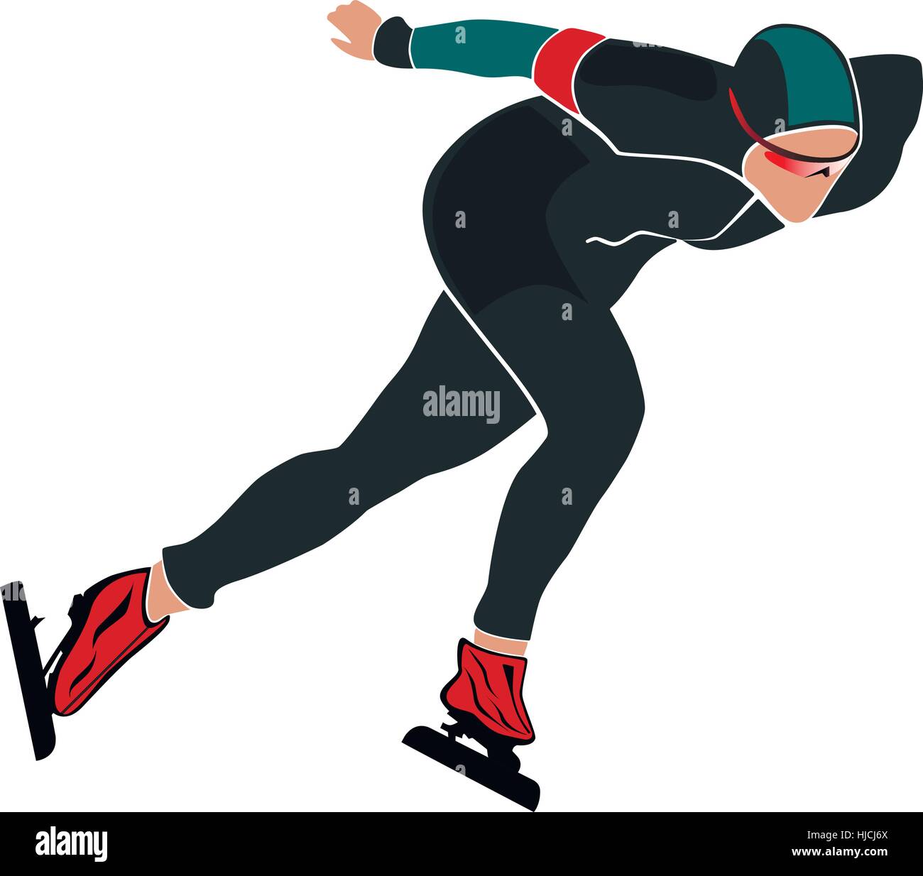 Athlet Eisschnelllauf farbige Silhouette Vektor-illustration Stock Vektor