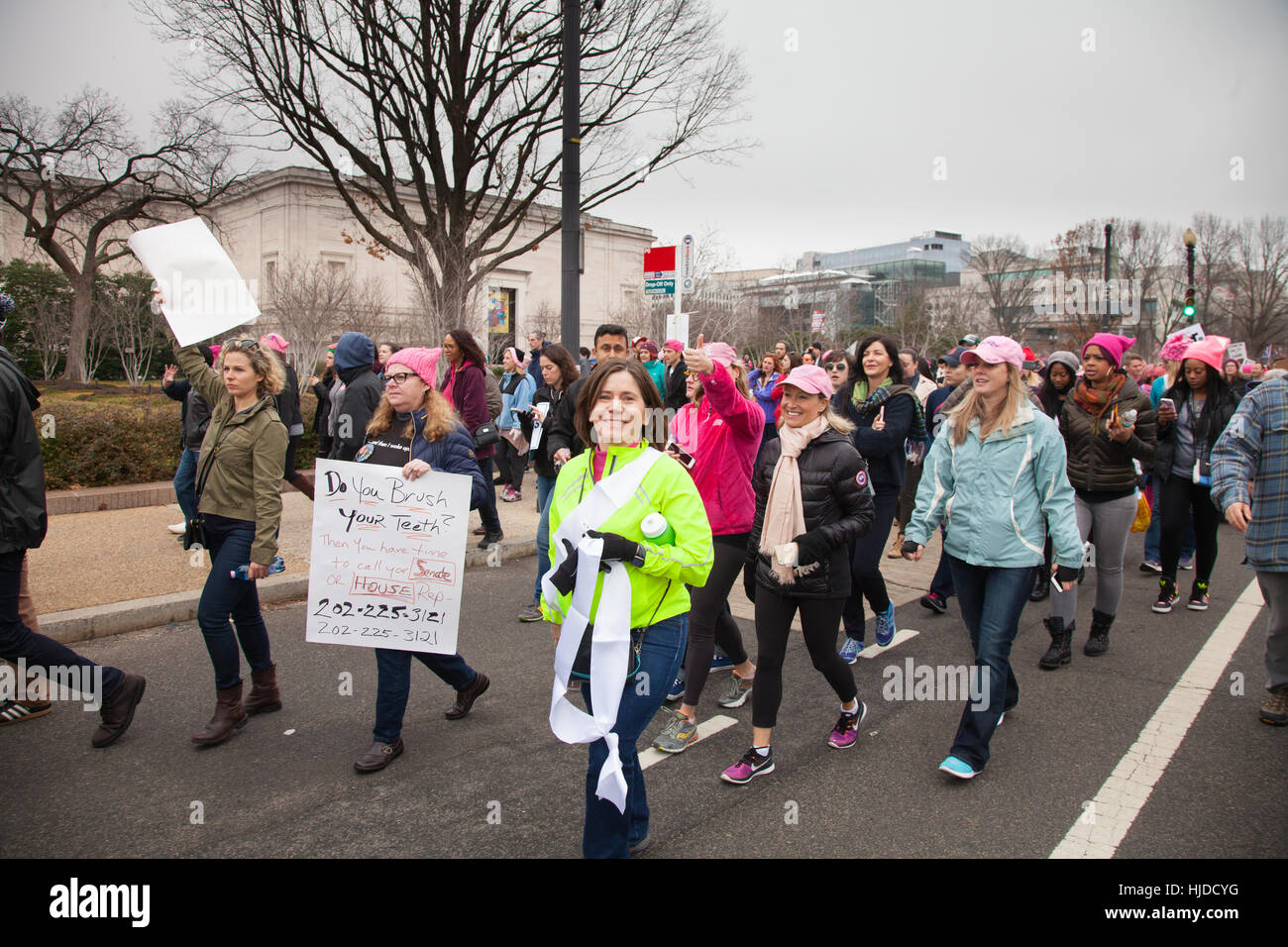 Washington, USA, 21. Januar 2017. Der Frauen Marsch auf Washington, DC: Frauen März Positionen des Präsidenten Trumpf auf Frauen und andere Menschenrechte zu protestieren. Credit: dasha Rosato/alamy leben Nachrichten Stockfoto