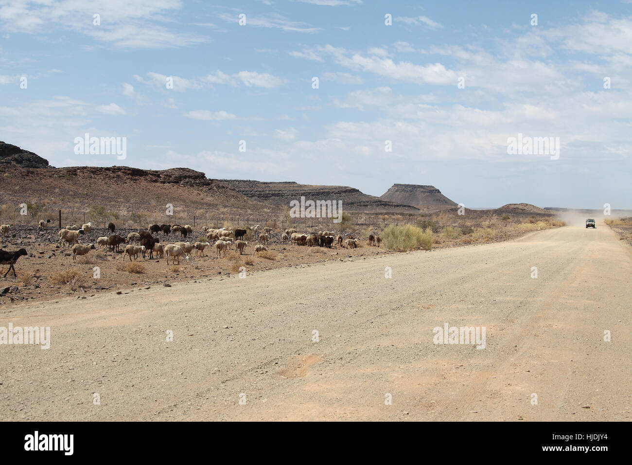 Schotterstraße in der Namib-Wüste Stockfoto