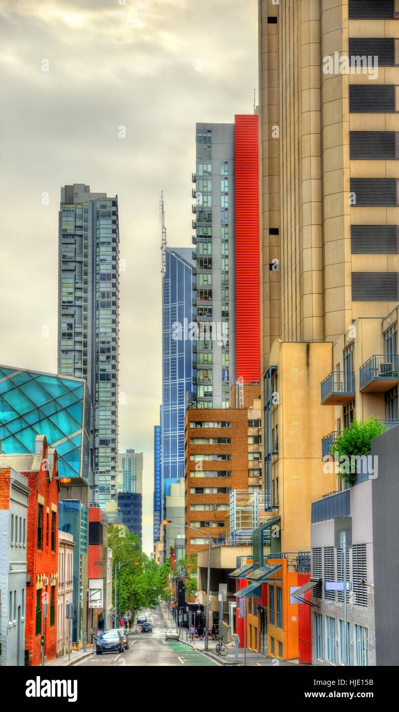 Wolkenkratzer von Melbourne Central Business District in Australien Stockfoto