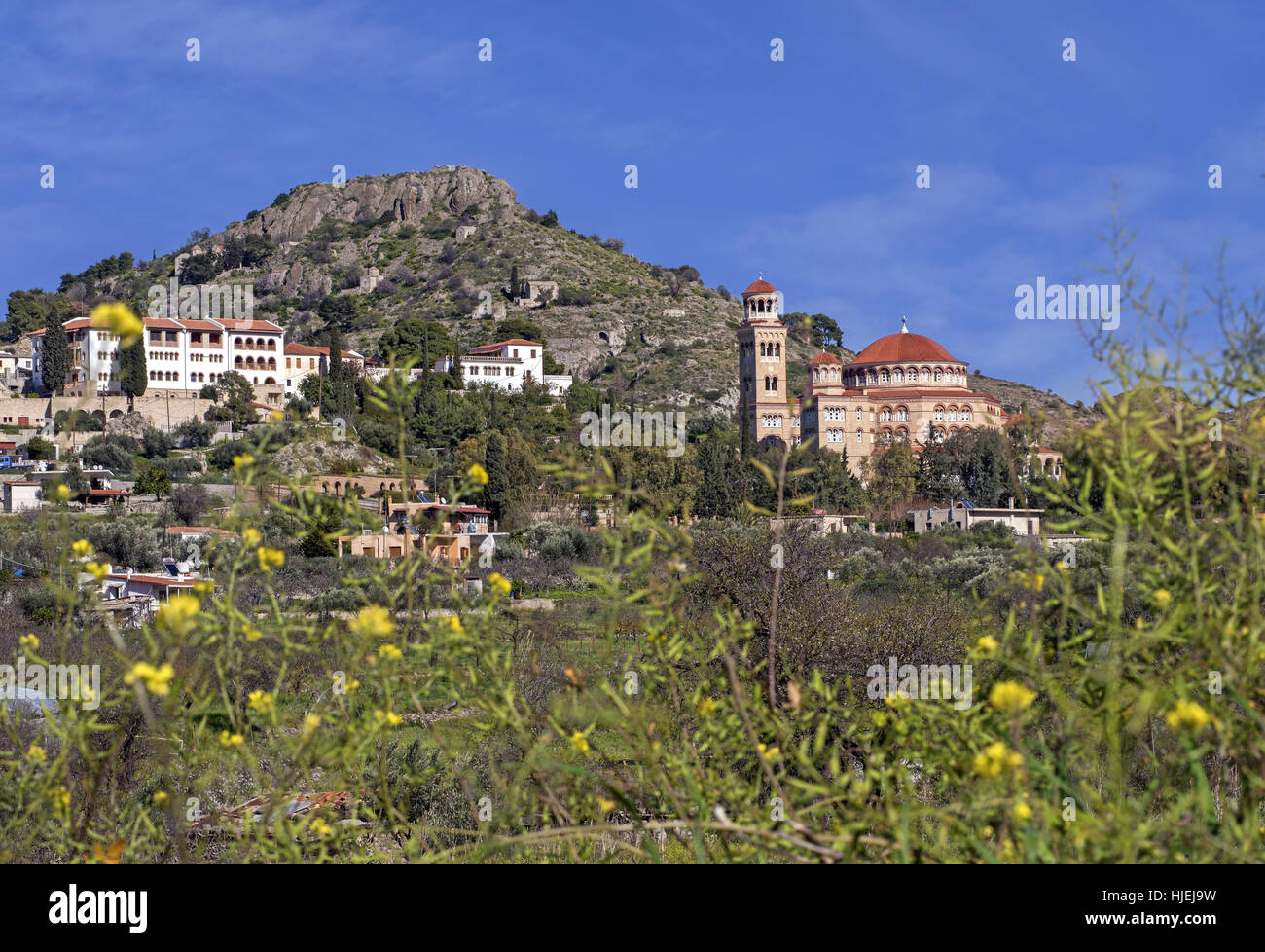 Kloster Agios Nektarios (St. Nectarios) in Aegina Insel, gilt als einer der die meisten Ruhm Wallfahrten von Griechenland Stockfoto
