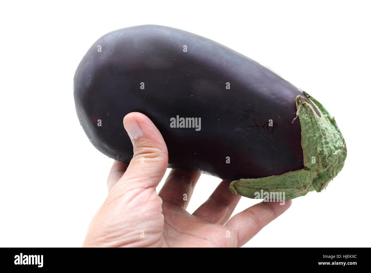 lila Aubergine, Aubergine oder Aubergine auf weißen Hintergrund isoliert Stockfoto