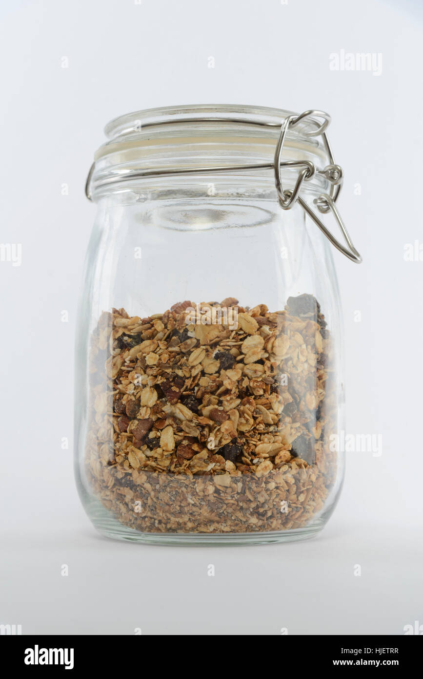 Hausgemachtes Müsli im Weckglas Stockfoto