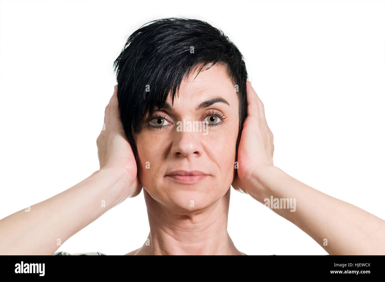 Ohren geschlossen Stockfoto