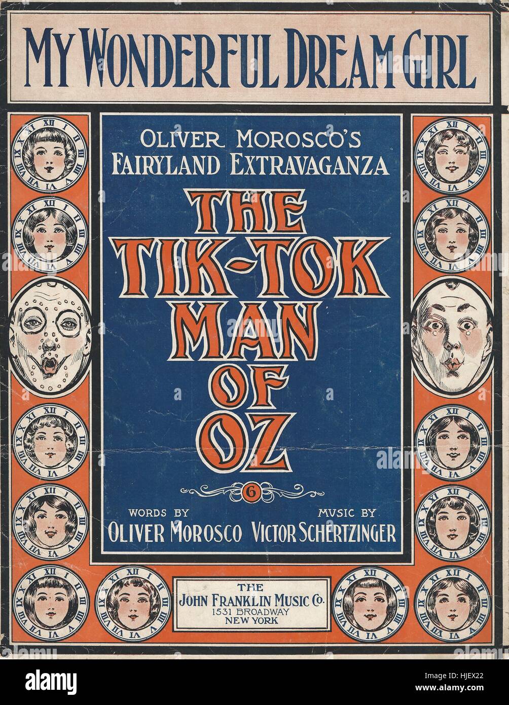 "Tik Tok Man of Oz" musikalische Noten 1913 Abdeckung Stockfoto