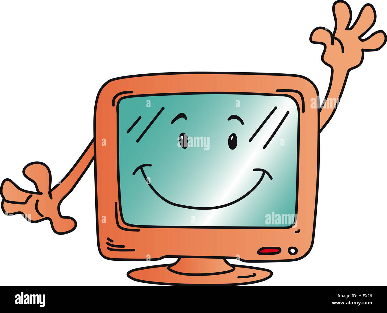 Monitor, Charakter, lustig, Fernsehen, tv, Fernseher, Gruß, Cartoon