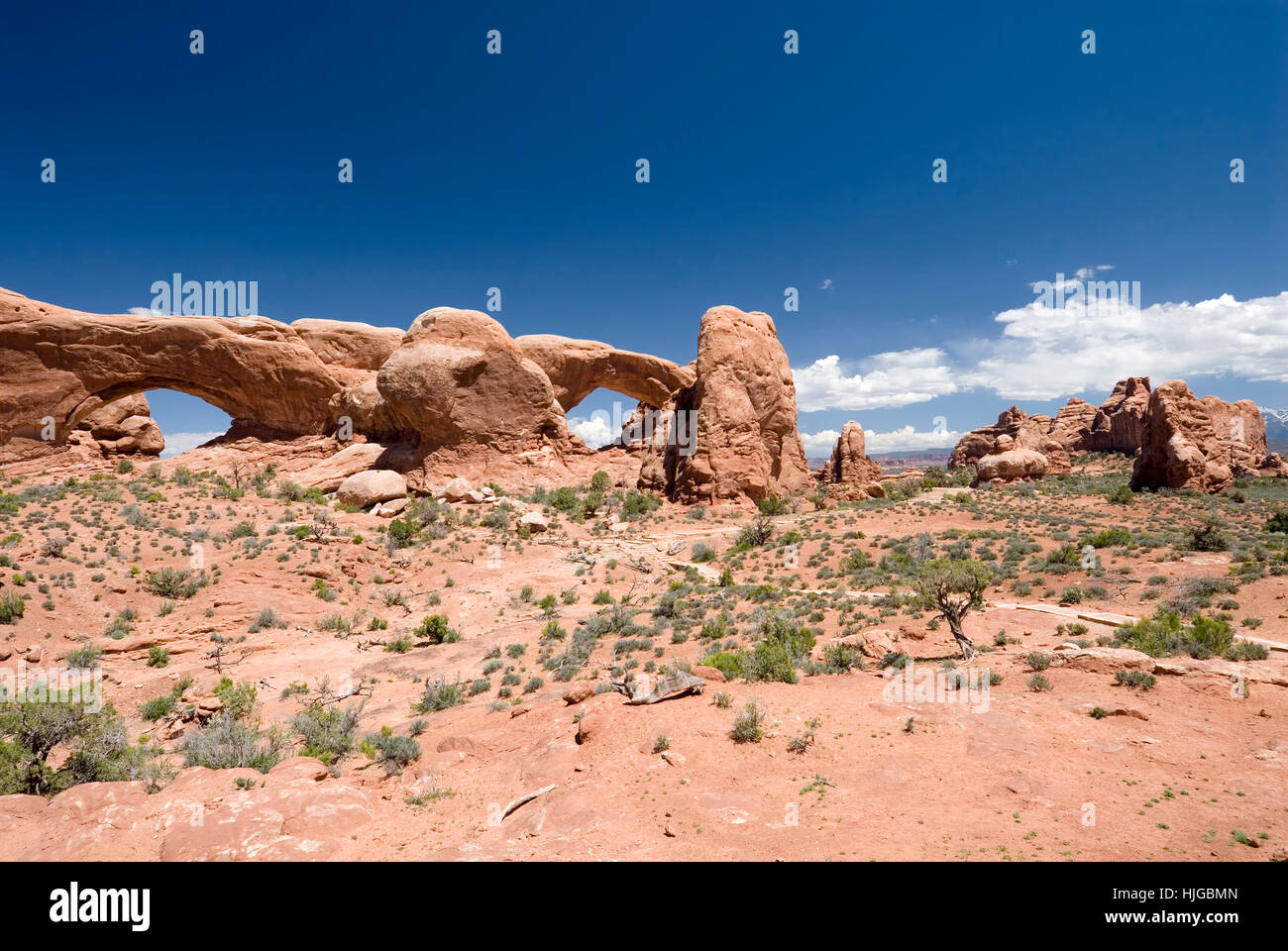 Norden & Süd-Fenster, Arches-Nationalpark, Utah, USA Stockfoto