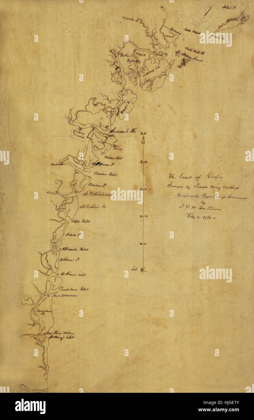 Karte Von Georgien 1780 Stockfotografie - Alamy