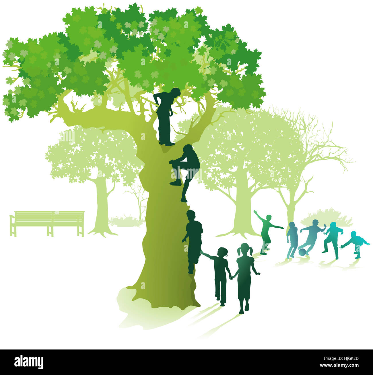 Kinder klettern und spielen Stockfoto