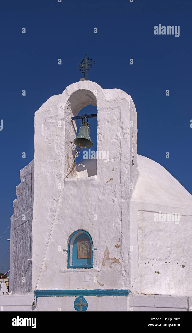 Ansicht schließen Nicolas Kapelle im aegina Hafen gefunden zu heiligen, auf der Insel Ägina in der Nähe von Athen, Saronischer Golf, Griechenland Stockfoto