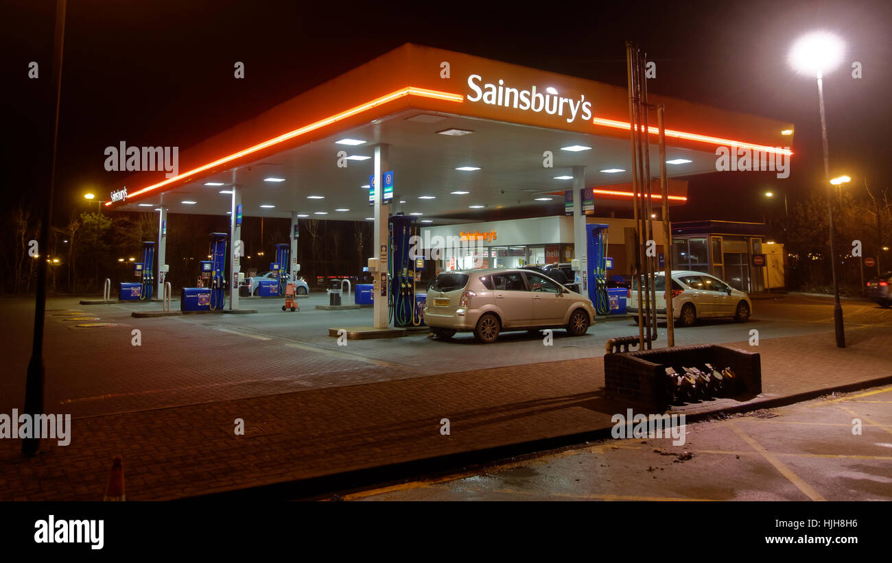 Sainsbury Drumchapel Garage und Tankstelle-service Stockfoto
