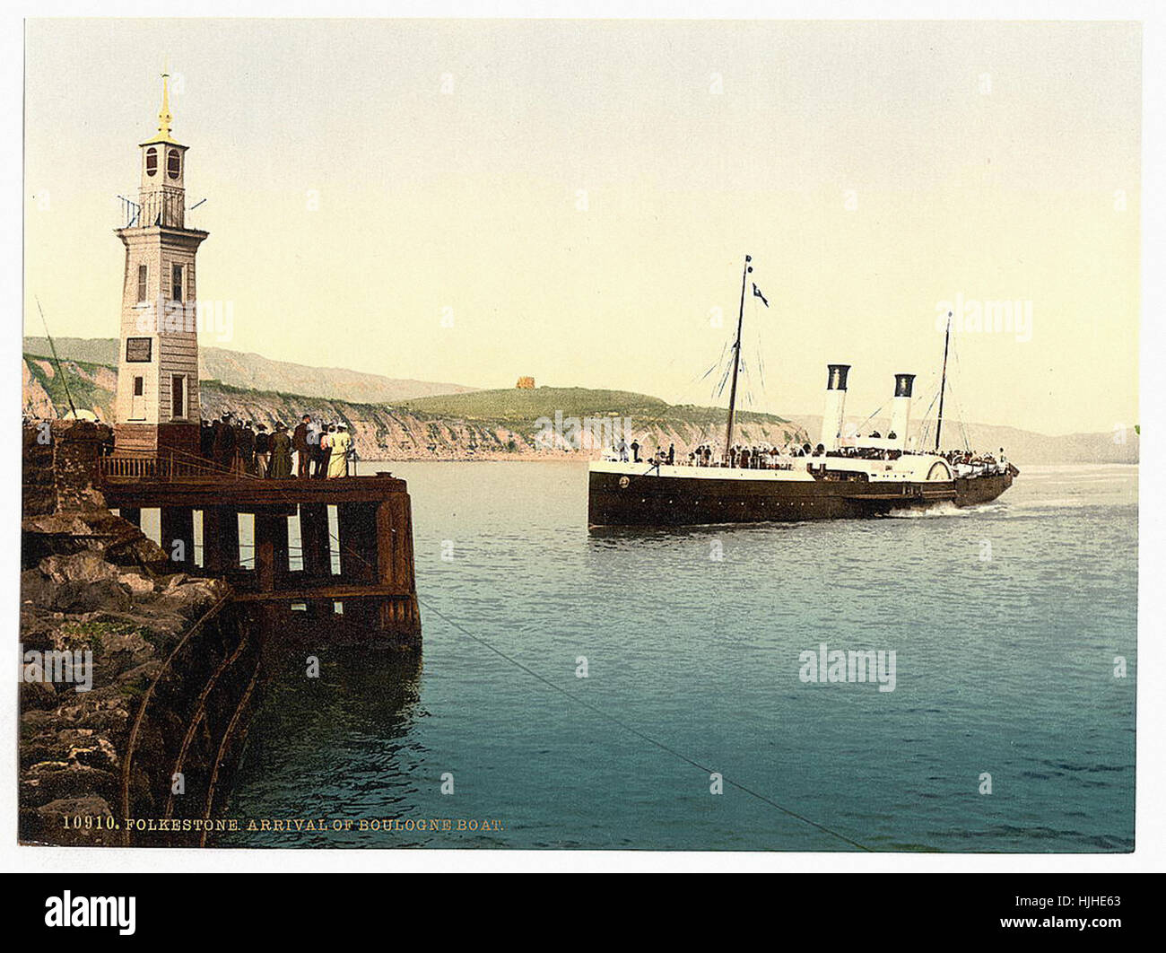 Ankunft von Boulogne Boot, Folkestone, England - Photochrom XIXth Jahrhundert Stockfoto