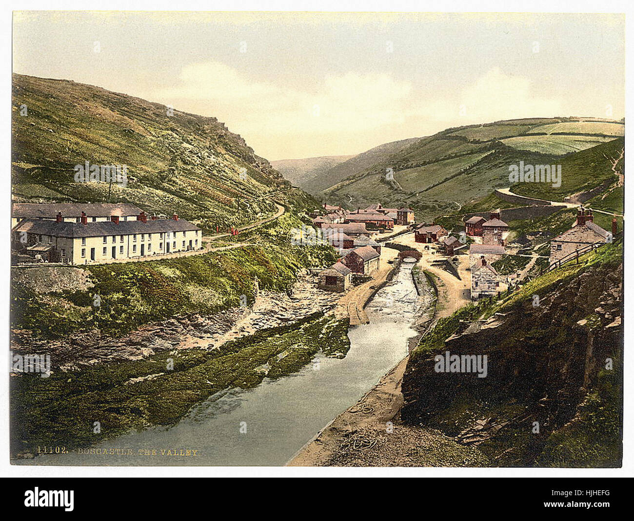 Boscastle, das Tal, Cornwall, England - Photochrom XIXth Jahrhundert Stockfoto