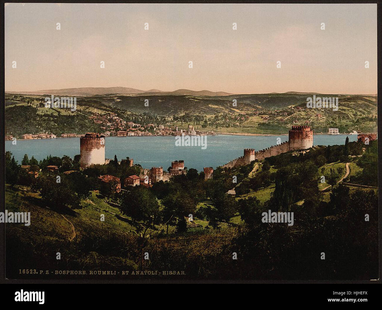 Bosporus (d. h. Bosporus), Rumeli und Anadali-Hissar, (d. h. Anadolu Hissar u0131) Konstantinopel, Türkei - Photochrom XIXth Jahrhundert Stockfoto