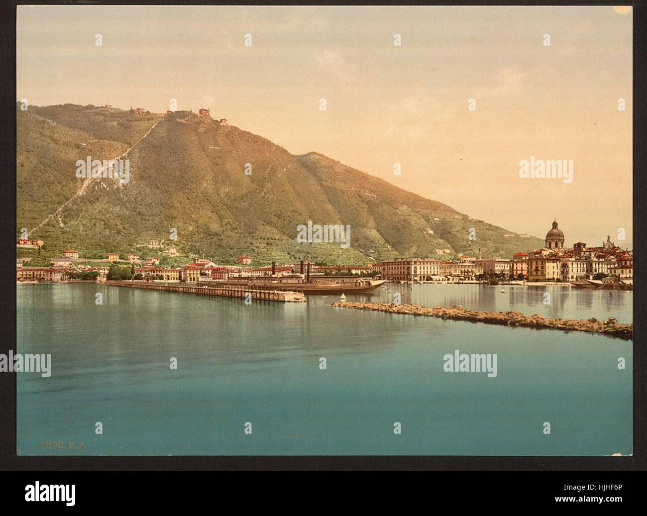 Como, den Hafen, den Comer See, Italien - Photochrom XIXth Jahrhundert Stockfoto