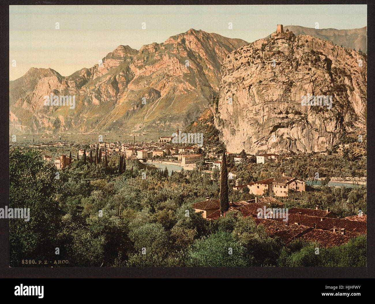 Gesamtansicht, Arco, Gardasee, Italien - Photochrom XIXth Jahrhundert Stockfoto