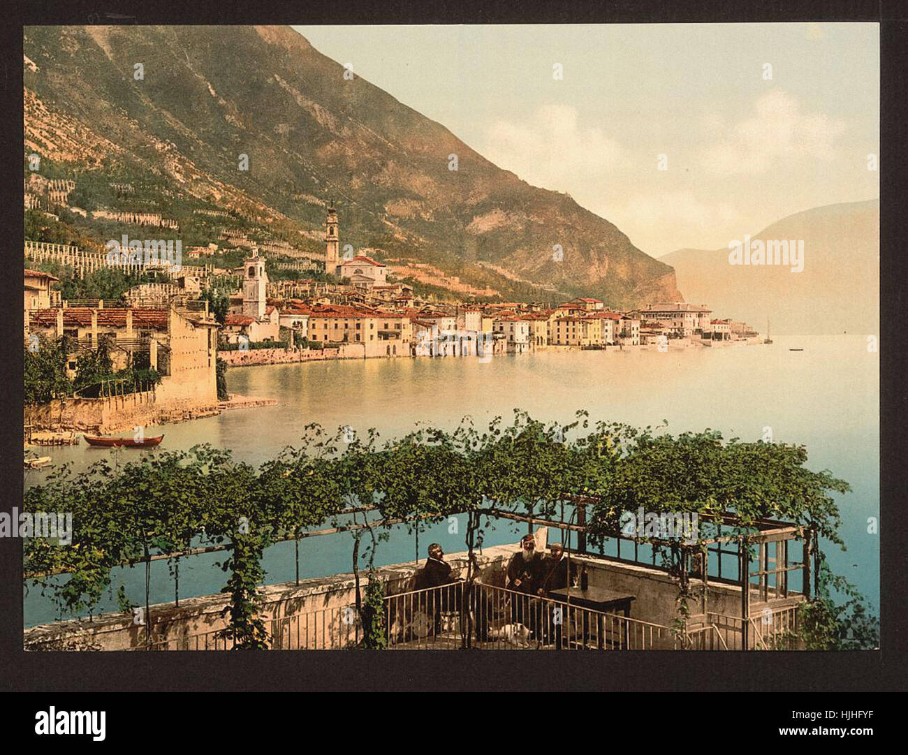 Gesamtansicht, Gargnano, Gardasee, Italien - Photochrom XIXth Jahrhundert Stockfoto