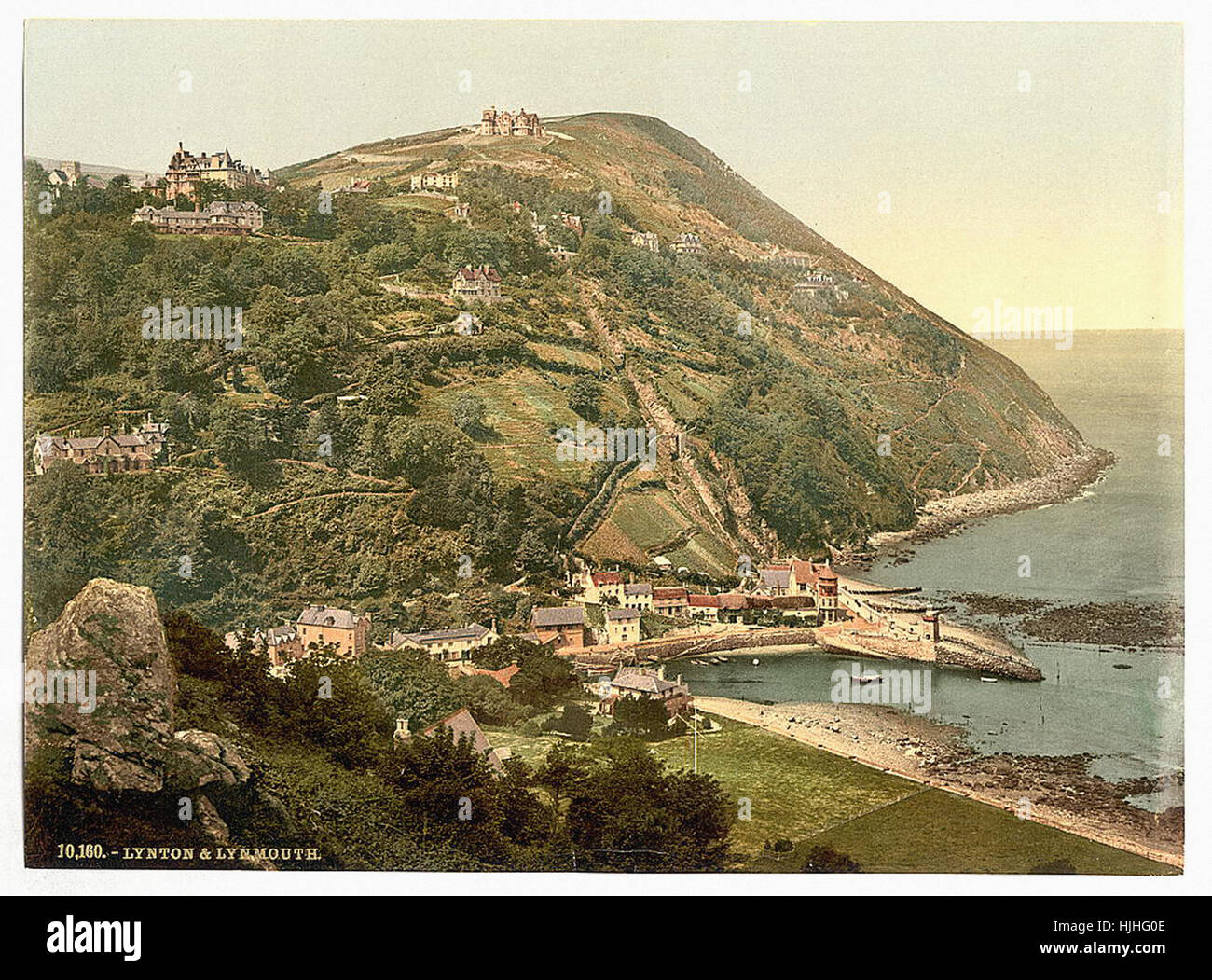 Gesamtansicht, Lynton und Lynmouth, England - Photochrom XIXth Jahrhundert Stockfoto