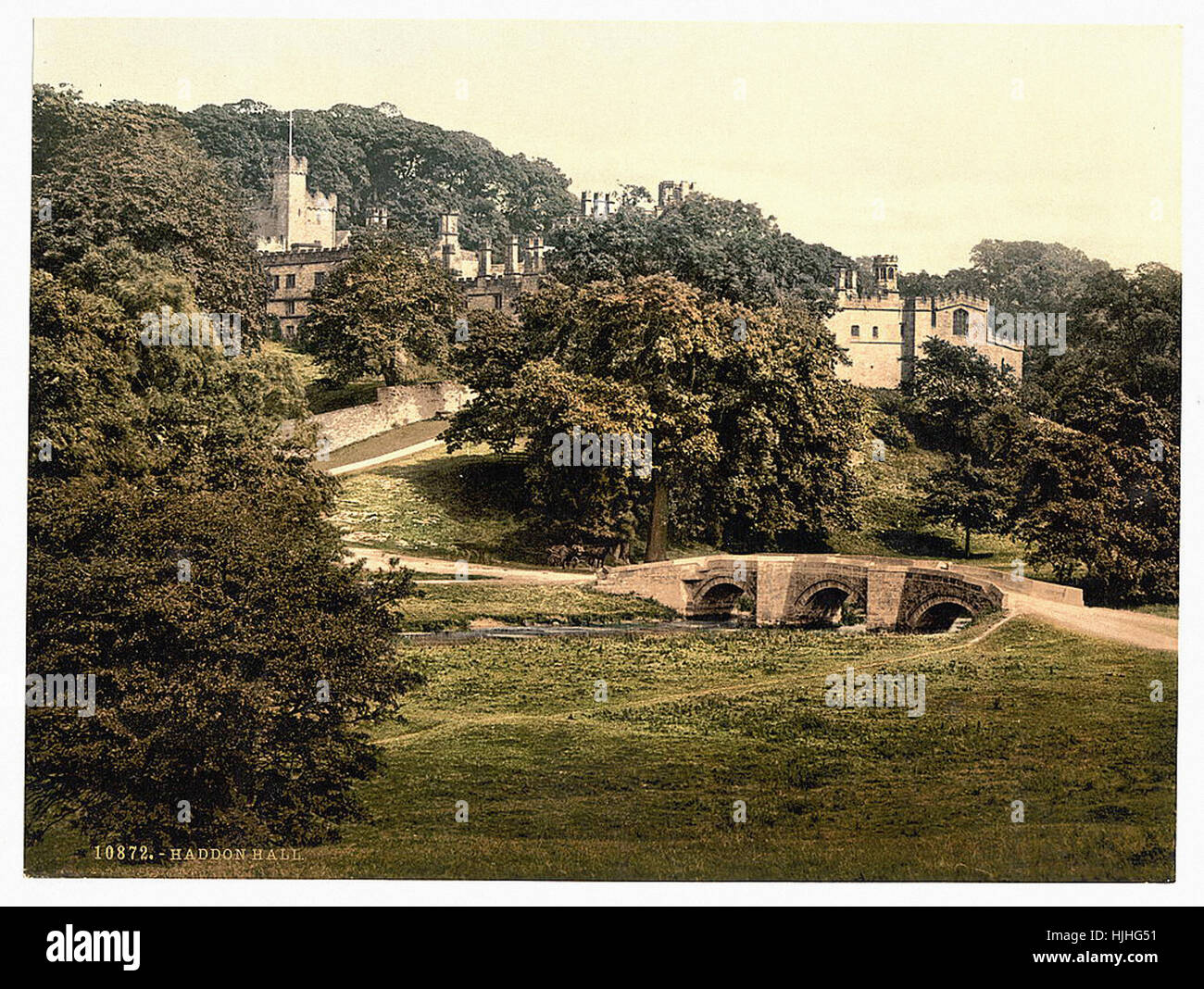 Haddon Hall, Derbyshire, England - Photochrom XIXth Jahrhundert Stockfoto