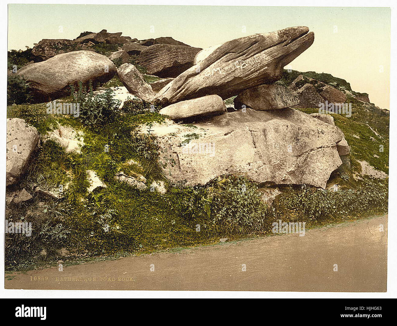 Hathersage, Toad Rock, Derbyshire, England - Photochrom XIXth Jahrhundert Stockfoto