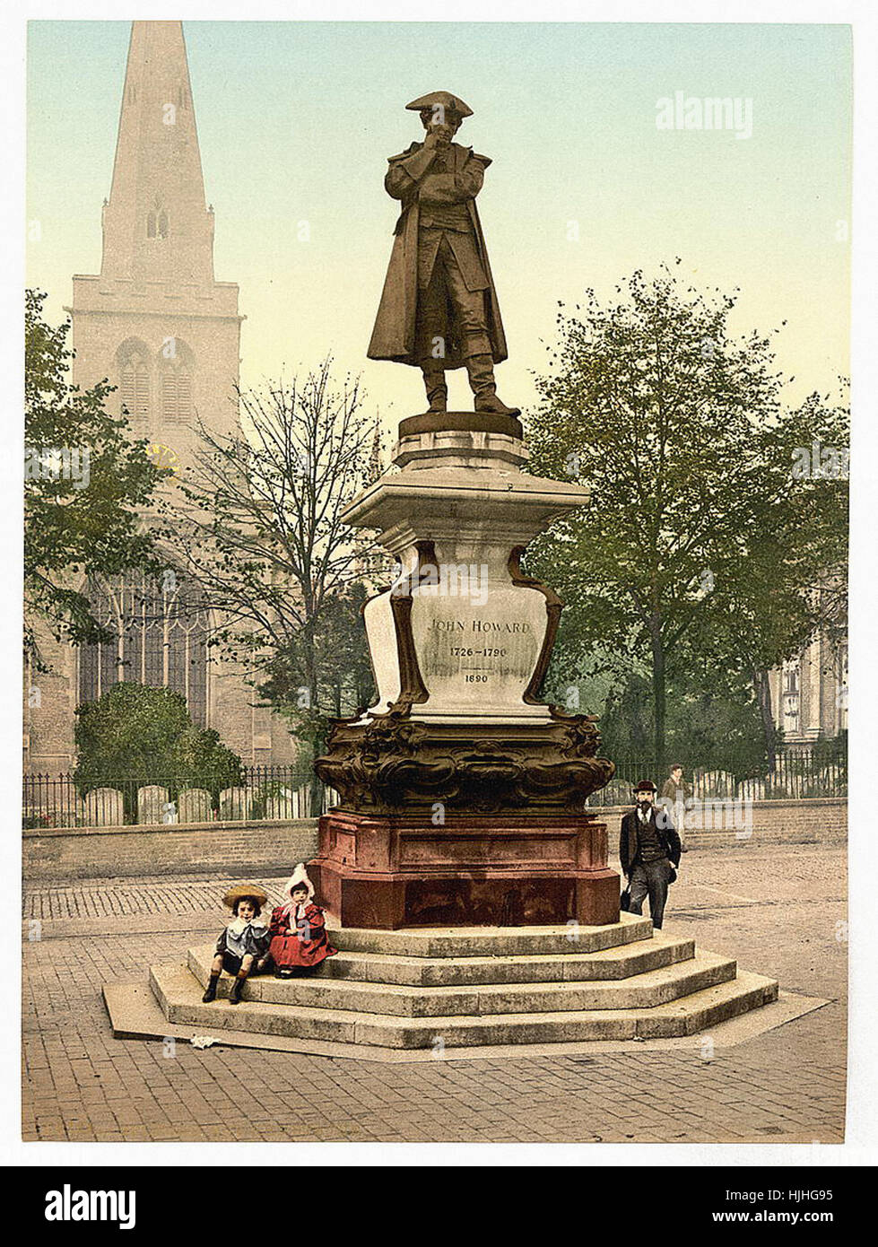 Howard-Statue, Bedford, England - Photochrom XIXth Jahrhundert Stockfoto