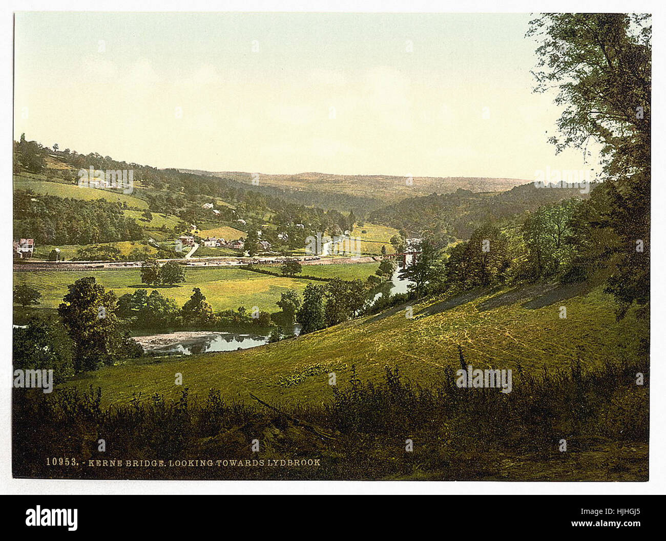 Blick in Richtung Lydbrook, Kern Bridge, England - Photochrom XIXth Jahrhundert Stockfoto