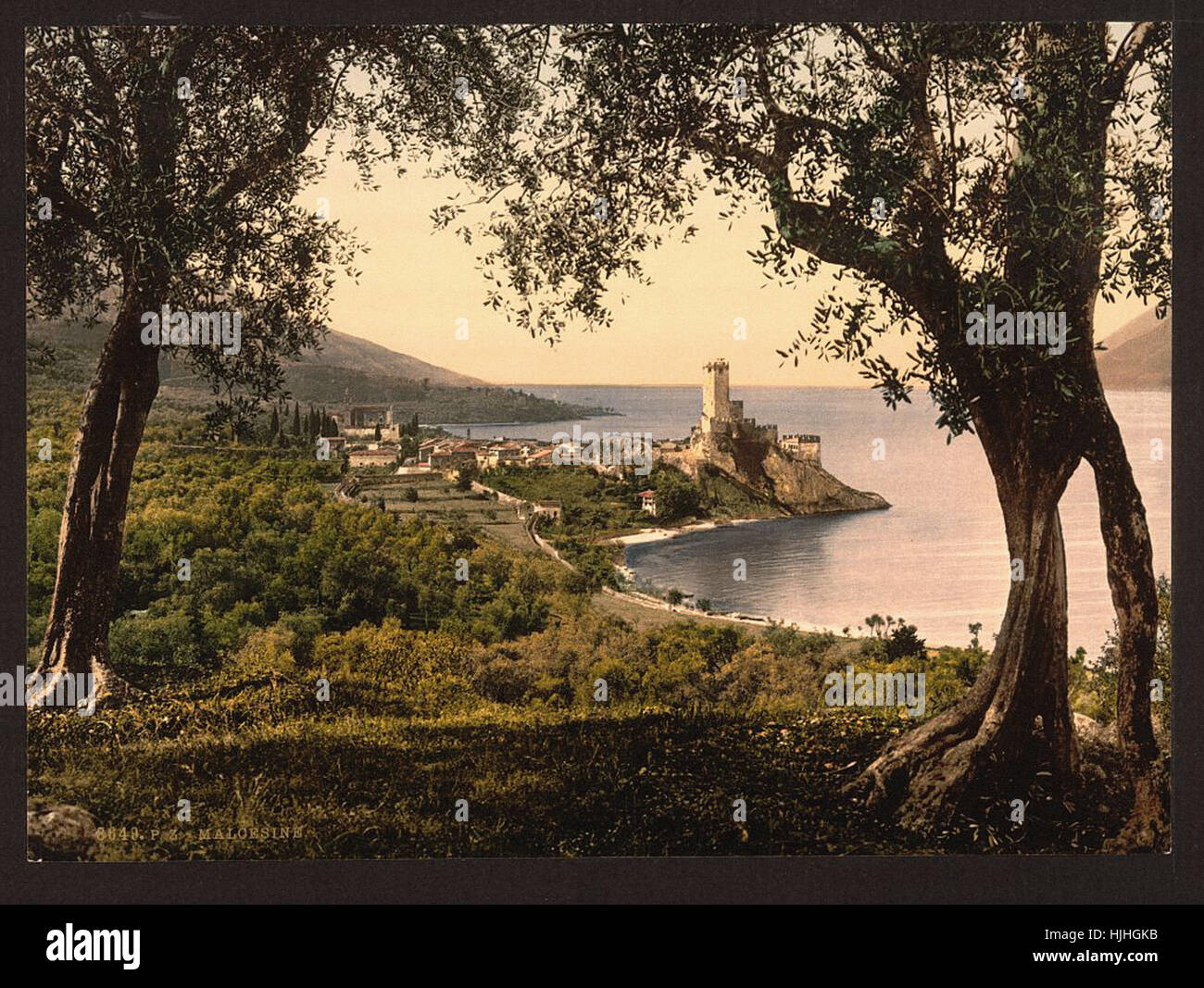 Malcesine, Gardasee, Italien - Photochrom XIXth Jahrhundert Stockfoto