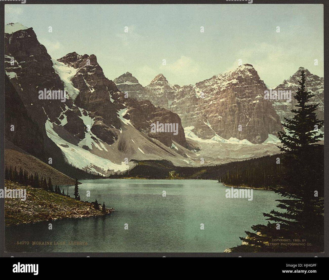 Moraine Lake, Alberta - Photochrom XIXth Jahrhundert Stockfoto