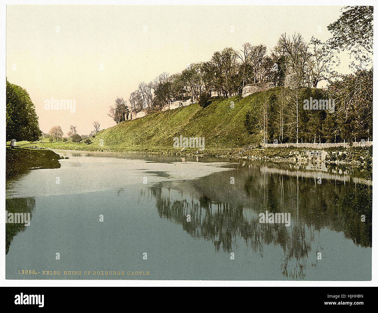 Ruinen von Roxburgh Castle, Kelso, Schottland - Photochrom XIXth Jahrhundert Stockfoto