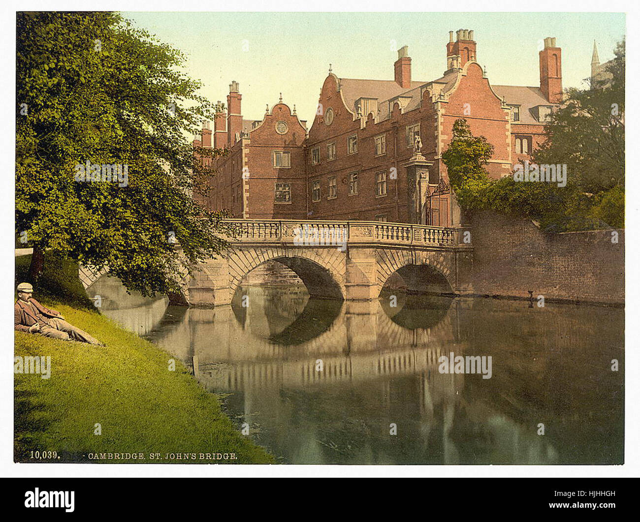 St. Johns Brücke aus dem Garten, Cambridge, England - Photochrom XIXth Jahrhundert Stockfoto