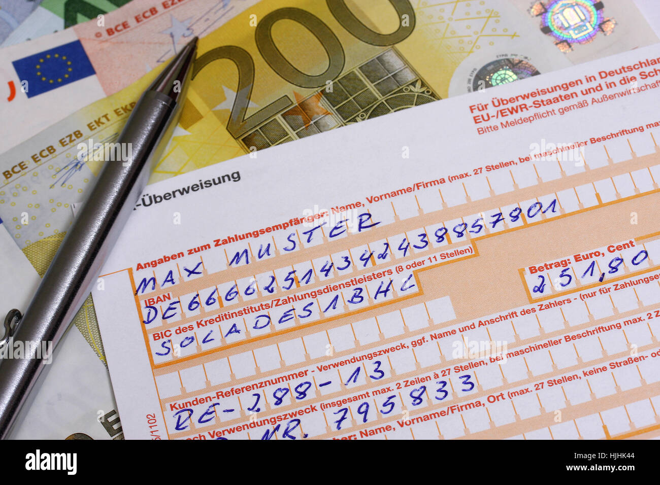 Euro, Zahlungen, Weitergabe, Belastungsanzeige, Geld, Bank, Kredite Institution, Stockfoto