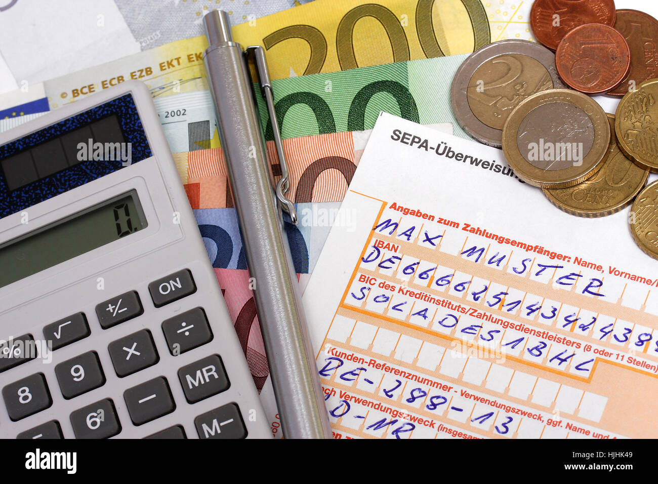 Euro, Zahlungen, Weitergabe, Belastungsanzeige, Geld, Bank, Kredite Institution, Stockfoto