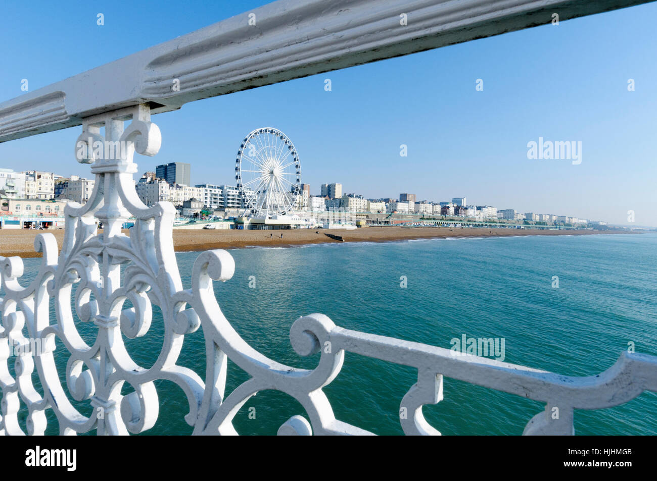 Das Brighton Riesenrad aus dem Palace Pier, Brighton, Sussex, England, UK Stockfoto