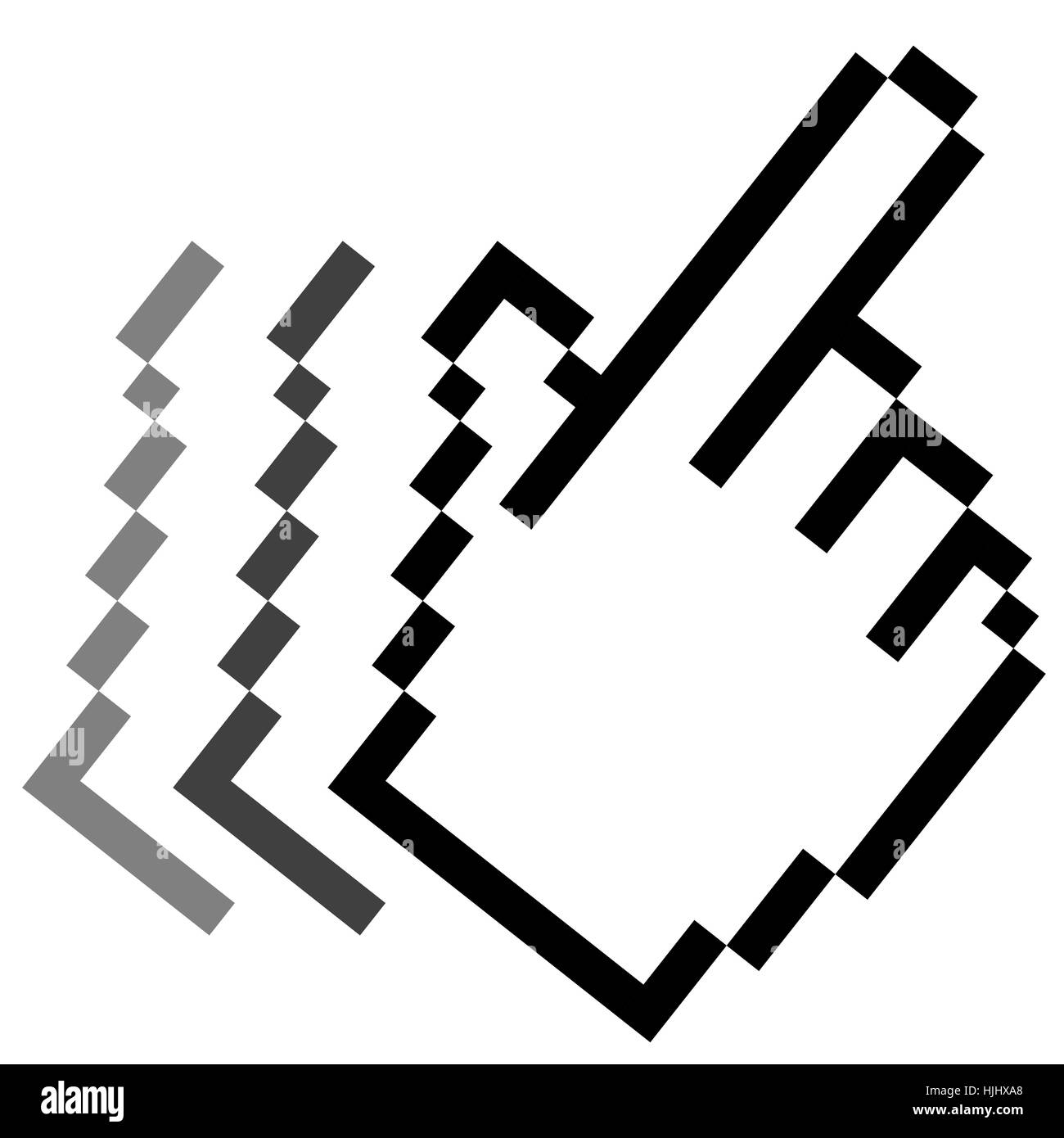 Pixelgrafik Hand - Zeigefinger in Bewegung Stockfoto