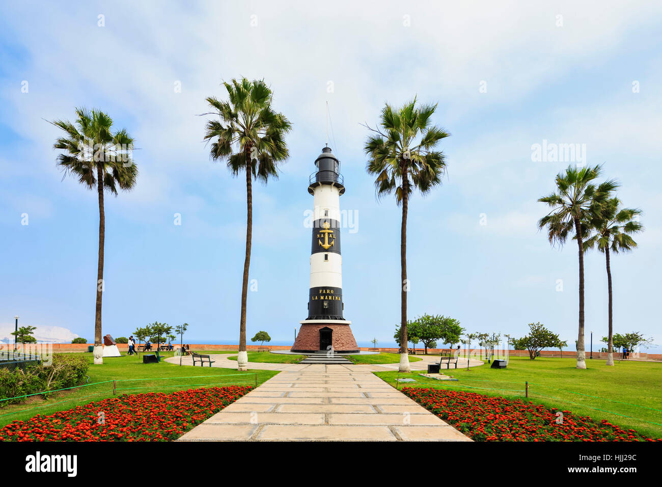 Peru, Lima, Miraflores, Malecon, Miraflores Boardwalk, Leuchtturm Stockfoto